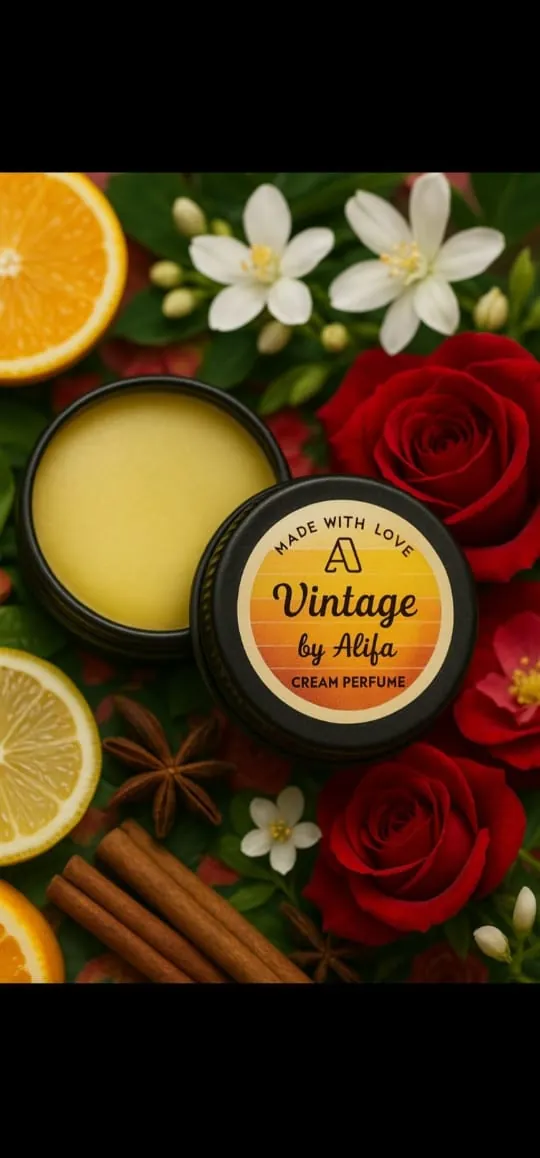 Vintage by Alifa cream perfume with rose, orange and cinnamon