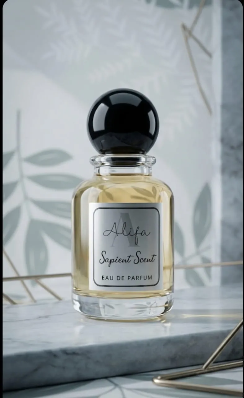 Sapient Scent by Alifa on marble with fresh foliage